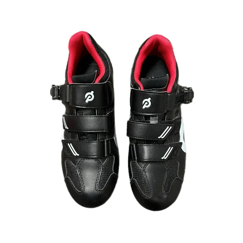 Peloton Unisex Adults Size 40 Cycling Shoes Sneakers Black Red With Cleats